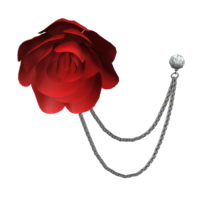 Red Rose Silver Chain Lapel Pin Brooch 1.0