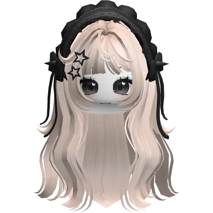 Emo Goth Girl Hair w/ Headband & Face (Beige)