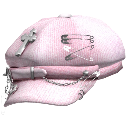 Sideswept Pierced Y2K Punk Cap (Pink)