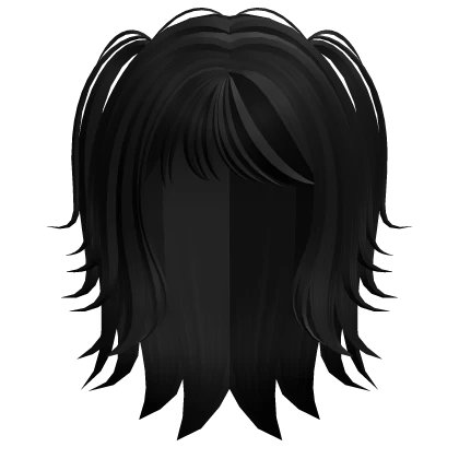 Emo Girly Short Anime Hair w/ Pigtails in Black