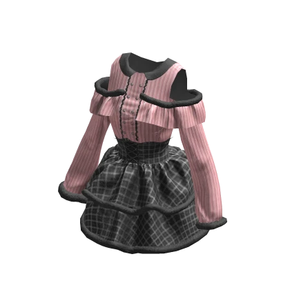 Pink Jirai Kei Plaid Corseted Dress w/ Fur