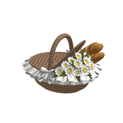 Cottage Picnic Basket White Light Brown