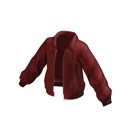 Leather Bomber Jacket Red Winter Vintage Trendy