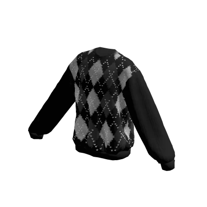 Black Argyle Oversized Sweater