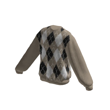 Beige Argyle Oversized Sweater