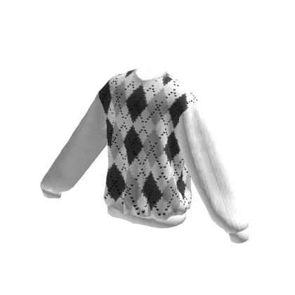 White Argyle Oversized Sweater