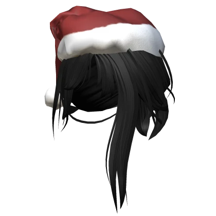 Manga Messy Low Half Done Bun Hair Santa Hat Black