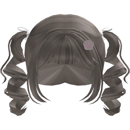 ♡ Cutecore Curly Pigtails w/ Ribbons (Ash Grey)