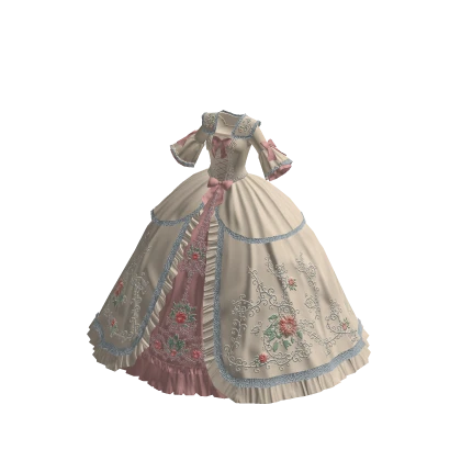 ♾️ White & pink rococo style gown