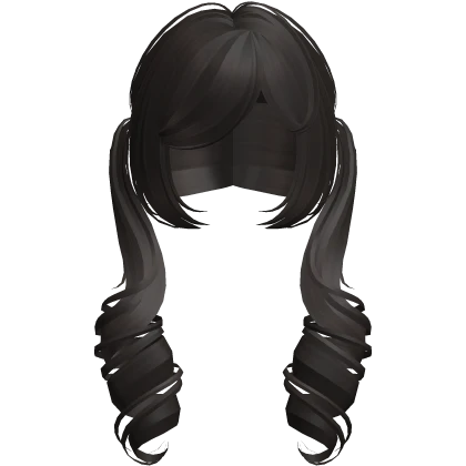 adorable curly long doll pigtails dark brown