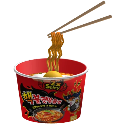 Matching Korean Buldak Red Ramen Face