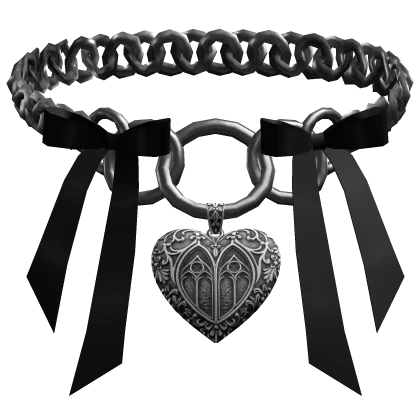 chain heart locket choker w bows black 3.0