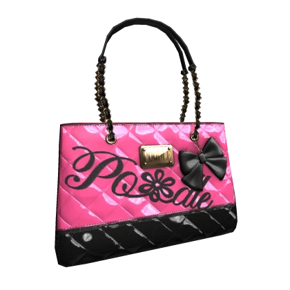 Gyaru/Gal Classic Leather Bag | Hot Pink & Black