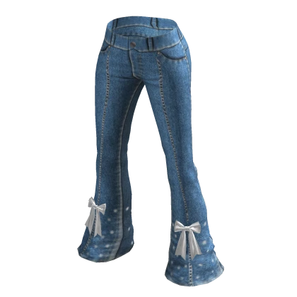 Flare Jeans Y2K Style W/Bow