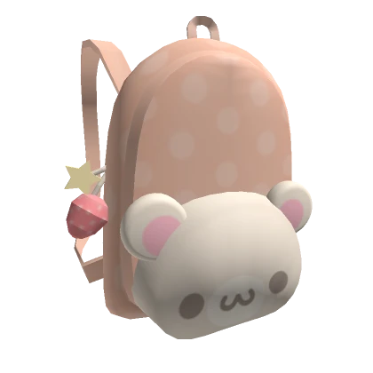 Coral Kawaii Bear Backpack with charms