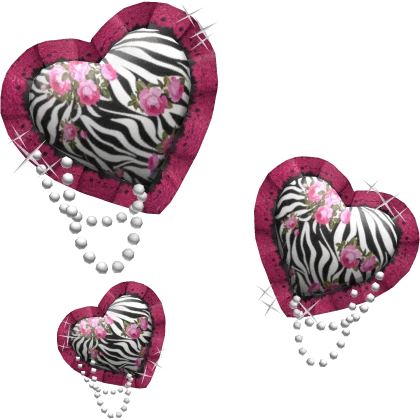 Sparkly Gyaru Zebra Pearly Ruffled Hearts Aura