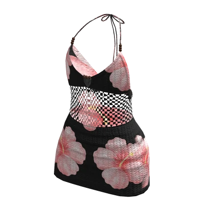 Knit crochet beach dress floral