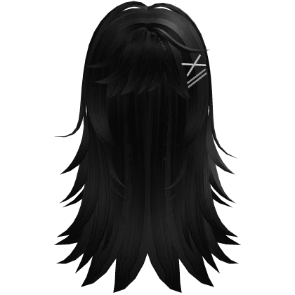 ♡ : long messy scene wolfcut hair - black