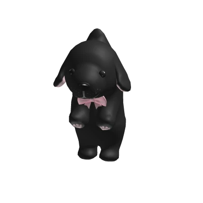 Holdable cute black puppy pink kawaii bow plushie