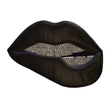 Iced Out Lip Biting Style Girl Grillz [ Black ]