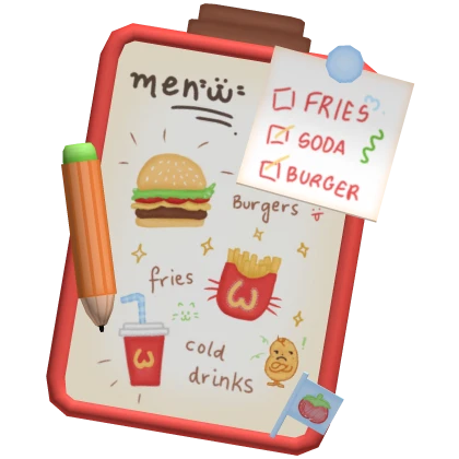 ♡ Kawaii harajuku cutesy fast food clipboard menu