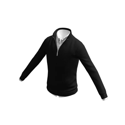 Quarter Zip Sweater Black Polo Neck Layered Cozy