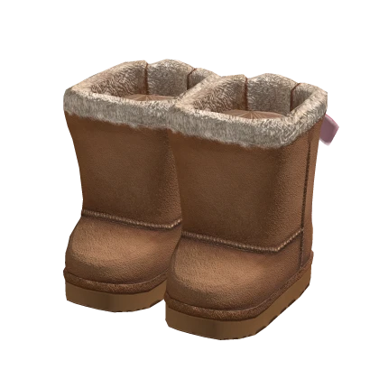 Soft Fluffy Boots with Pink Bows