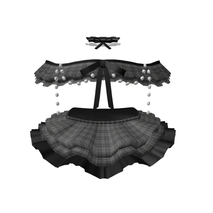 🎀3.0 Cute Gray Ruffled skirt set w pearls