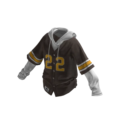 💗Y2K BASEBALL SHIRT WITH HOODIE_BROWN/WHITE