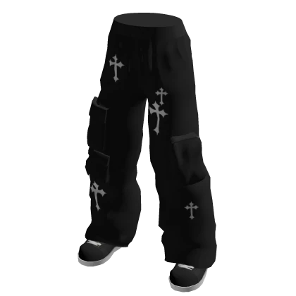 Black Cargo Pants w/ Crosses