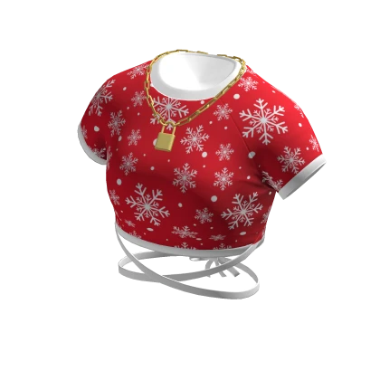 Christmas Crop Top w/ Gold Lock Necklace