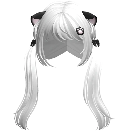 Kawaii Cat Ears w/ Paw Hairclip Hair (White)