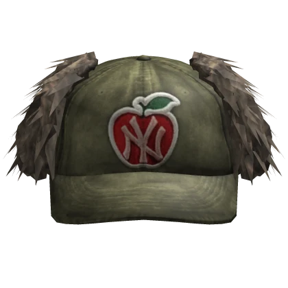 🍃Olive Green "Big Apple" NY Hat w Fur🍃