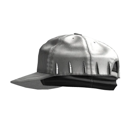 Distressed White Bullet Hat w/ Skull Cap