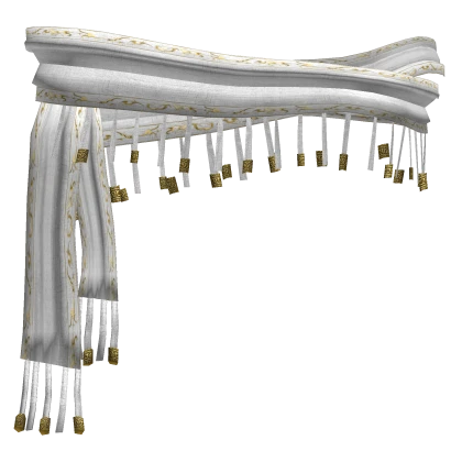 Gaian Temprit Rune Gold Bead White Waist Scarf