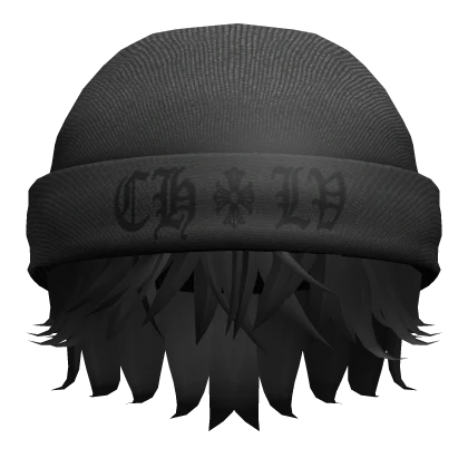 Black Messy Beanie Hair