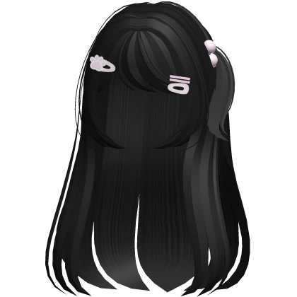 ꒰♡꒱ cute long black side pony hair /w clips