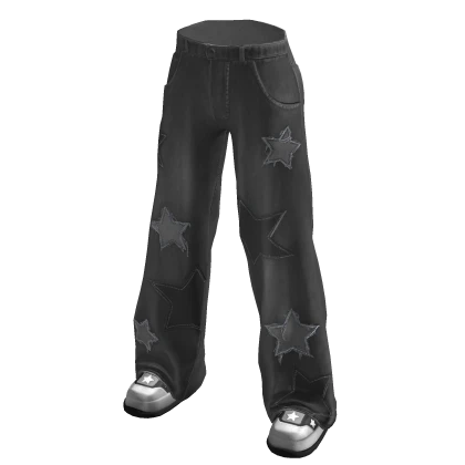 Jeans Y2K Stars Gray Baggy Faded Cyber Pants 2000s