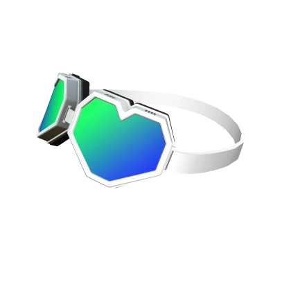 Heart Blue Green Goggles White On Head
