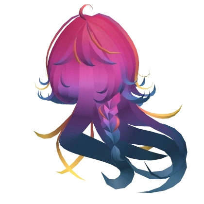 Long Magical Jellyfish Anime Hair in Dreamy Sunset