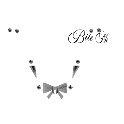 face piercing set w white bow & tattoo