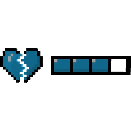 Blue Broken Heart 8-Bit Health Bar