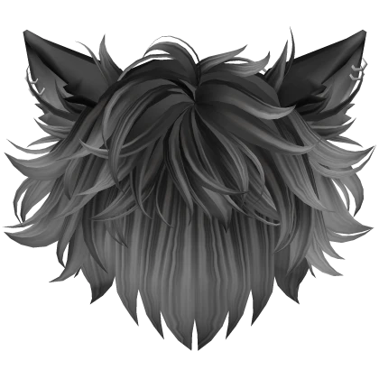 Generic Anime Hair w/ Cat Ears Grey Black Ombre v2