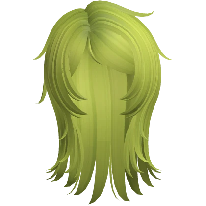 ☆ emo wolf cut cute wispy hair lime green