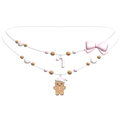 christmas gingerbread necklace (pink)