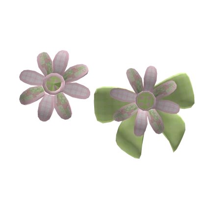 Pink green igari floral cottage mori kei hairclips