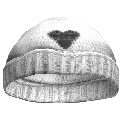 Distressed Knit Black Heart Beanie