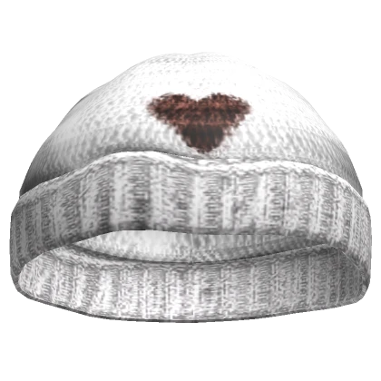 Distressed Knit Brown Heart Beanie