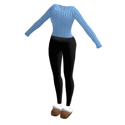 winter outfit w/ sweater and fluffy slippers