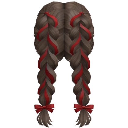 Double Heart Braids w/ Red Christmas Bows (brown)